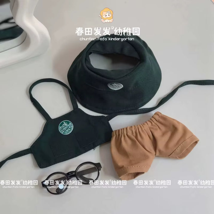 17cm Labubu V1/V2/V3 Fashionable Workwear Set with Coffee-Themed Doll Clothing, Accessories, and Shoes