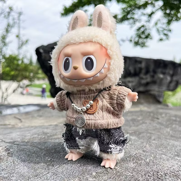 17cm Labubu Doll Fashion Set: Street Trend Style Outfit with Accessories for Mini DIY Dolls