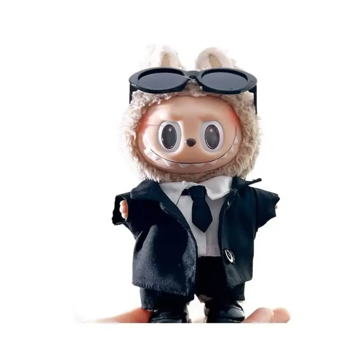 17 cm Labubu V1/V2/V3 Doll Outfit with Sunglasses - Stylish Baby Clothes Accessory Set