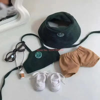 17cm Labubu V1/V2/V3 Fashionable Workwear Set with Coffee-Themed Doll Clothing, Accessories, and Shoes