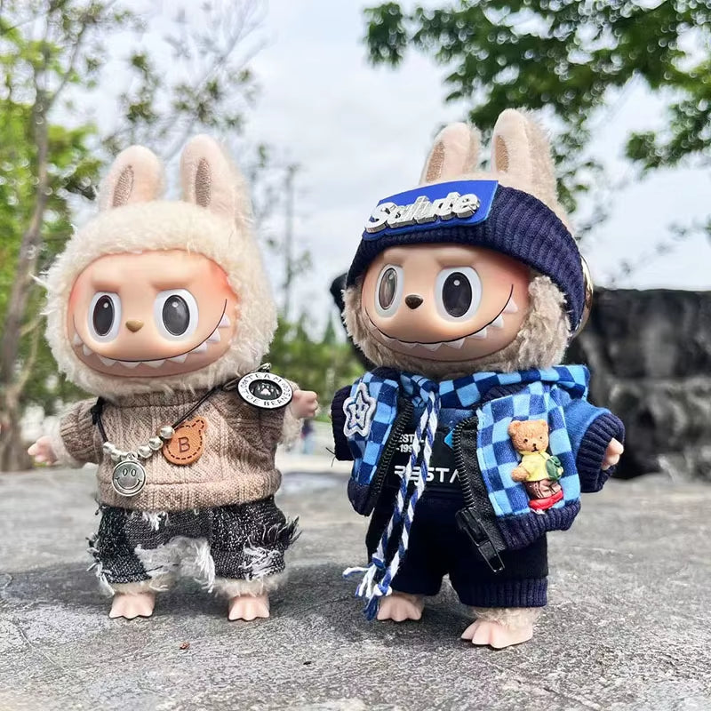 17cm Labubu Doll Fashion Set: Street Trend Style Outfit with Accessories for Mini DIY Dolls