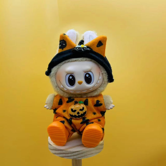 Fashion Halloween Pumpkin Clothes for Labubu Mini Doll Clothes Trendy Outfit Classic Style for 15/17Cm Ropa Labubu