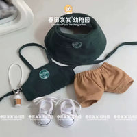 17cm Labubu V1/V2/V3 Fashionable Workwear Set with Coffee-Themed Doll Clothing, Accessories, and Shoes