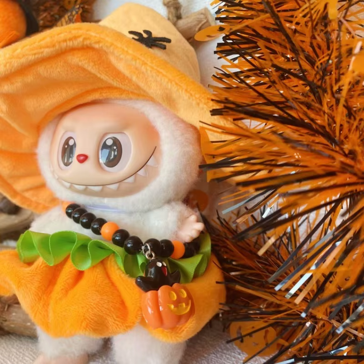 Fashion Halloween Pumpkin Clothes for Labubu Mini Doll Clothes Trendy Outfit Classic Style for 15/17Cm Ropa Labubu
