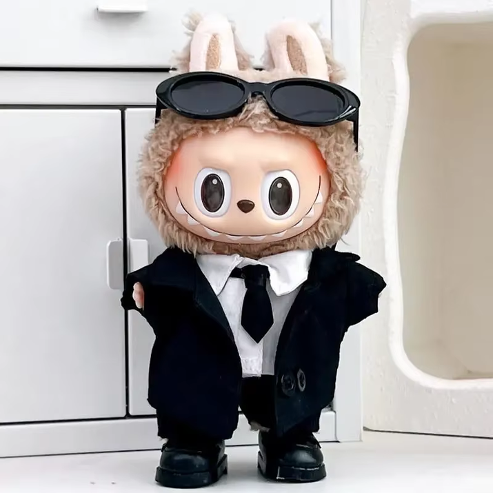17 cm Labubu V1/V2/V3 Doll Outfit with Sunglasses - Stylish Baby Clothes Accessory Set