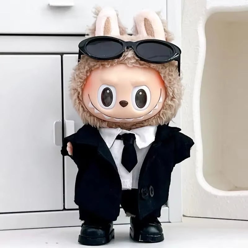 17 cm Labubu V1/V2/V3 Doll Outfit with Sunglasses - Stylish Baby Clothes Accessory Set