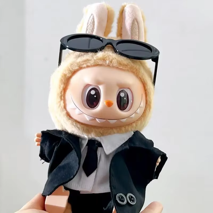 17 cm Labubu V1/V2/V3 Doll Outfit with Sunglasses - Stylish Baby Clothes Accessory Set