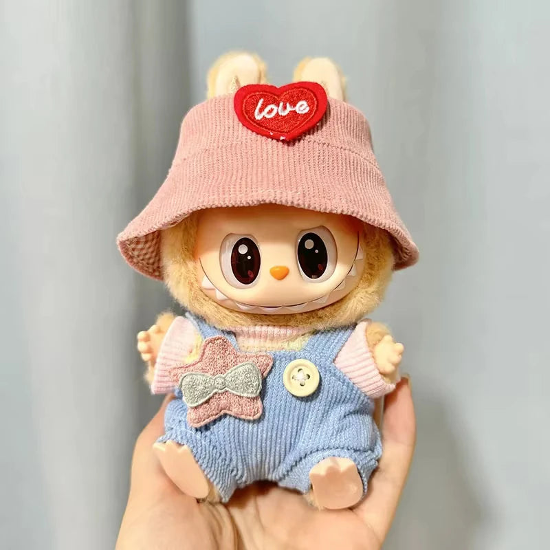17Cm Mini Plush Doll'S Clothes Outfit Accessories for Korea Kpop Exo Labubu I II Idol Dolls Sit Party Overalls Clothing Gift