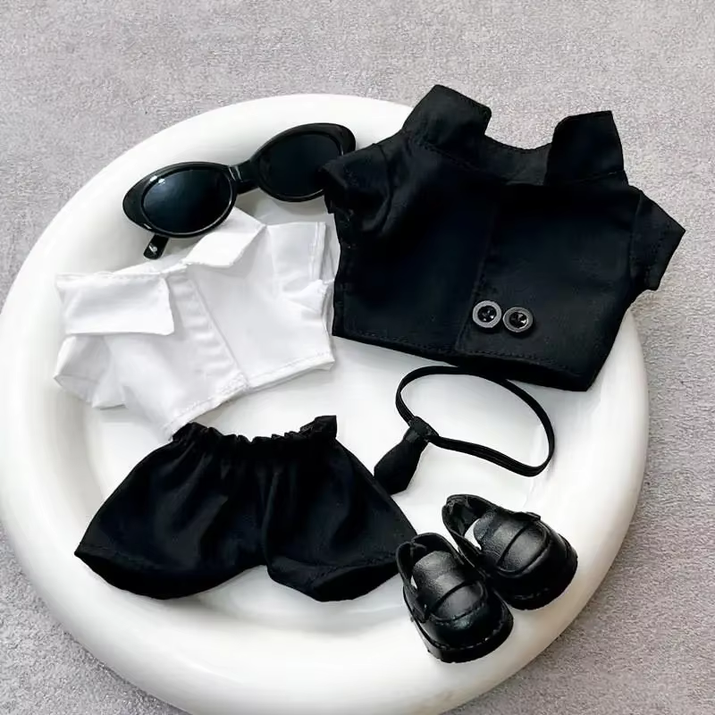 17 cm Labubu V1/V2/V3 Doll Outfit with Sunglasses - Stylish Baby Clothes Accessory Set