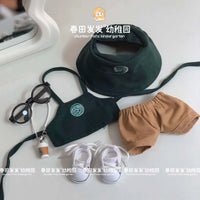 17cm Labubu V1/V2/V3 Fashionable Workwear Set with Coffee-Themed Doll Clothing, Accessories, and Shoes