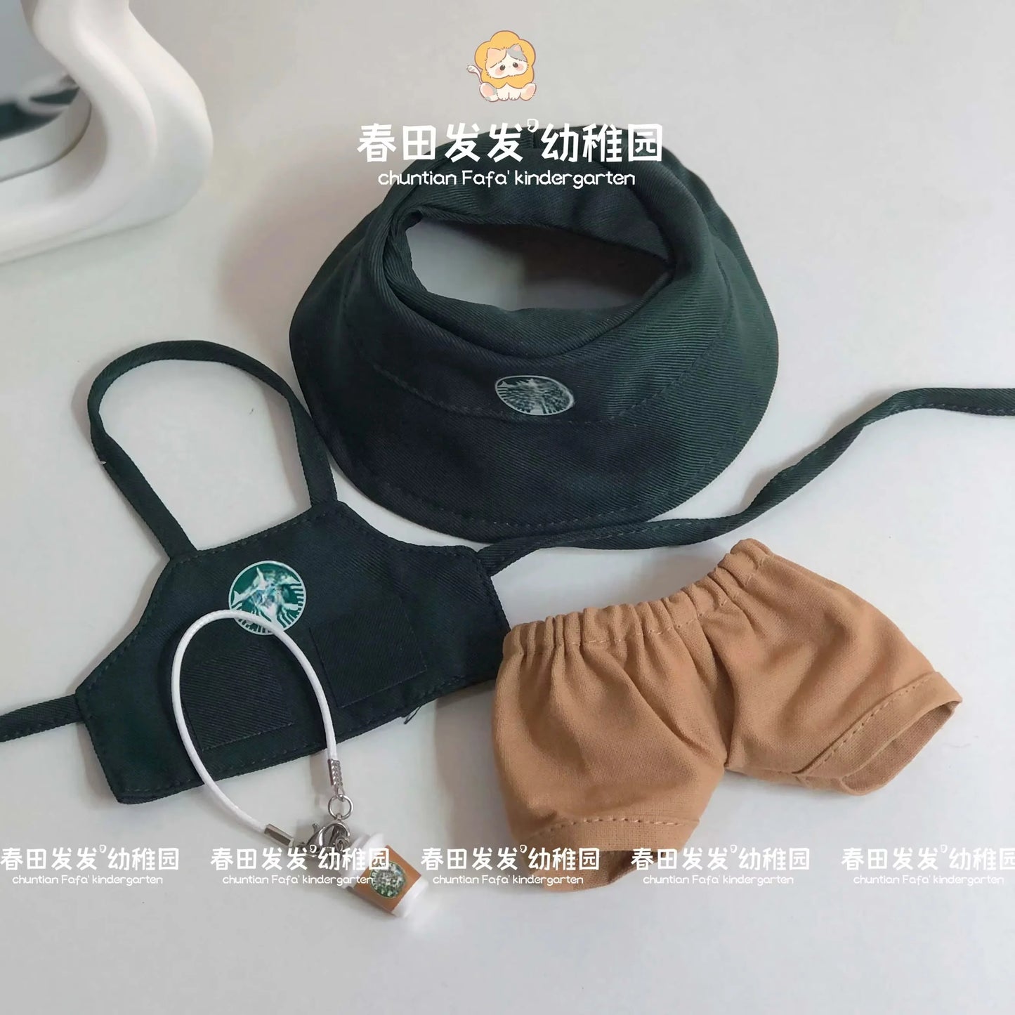 17cm Labubu V1/V2/V3 Fashionable Workwear Set with Coffee-Themed Doll Clothing, Accessories, and Shoes
