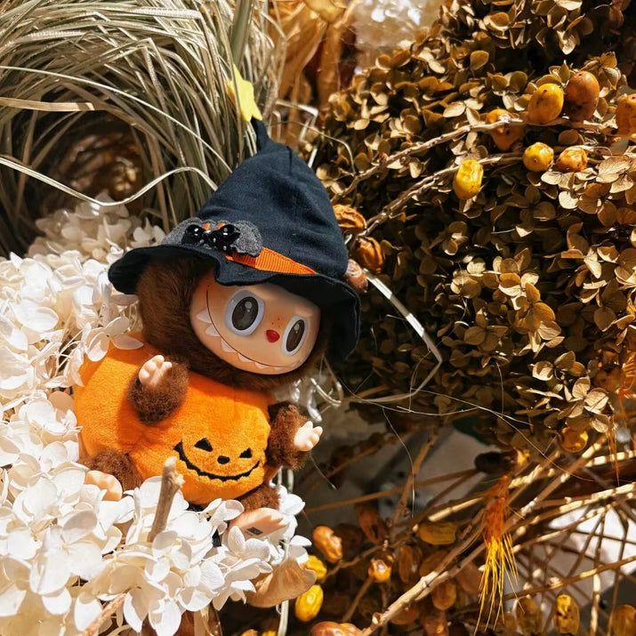 Fashion Halloween Pumpkin Clothes for Labubu Mini Doll Clothes Trendy Outfit Classic Style for 15/17Cm Ropa Labubu