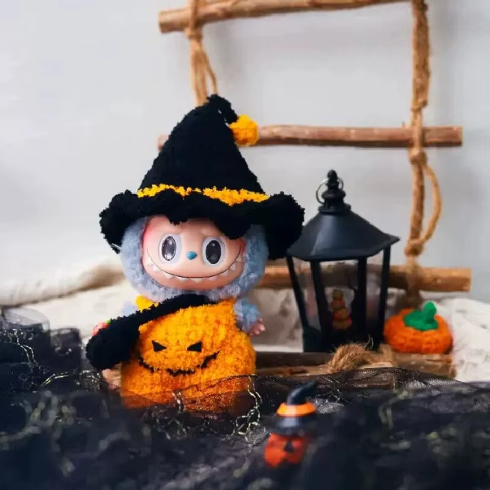 Fashion Halloween Pumpkin Clothes for Labubu Mini Doll Clothes Trendy Outfit Classic Style for 15/17Cm Ropa Labubu