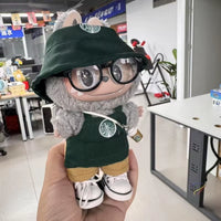 17cm Labubu V1/V2/V3 Fashionable Workwear Set with Coffee-Themed Doll Clothing, Accessories, and Shoes