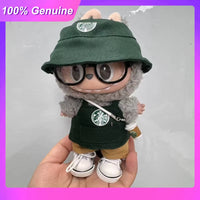 17cm Labubu V1/V2/V3 Fashionable Workwear Set with Coffee-Themed Doll Clothing, Accessories, and Shoes