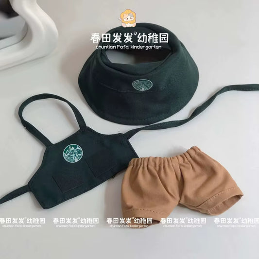 17cm Labubu V1/V2/V3 Fashionable Workwear Set with Coffee-Themed Doll Clothing, Accessories, and Shoes