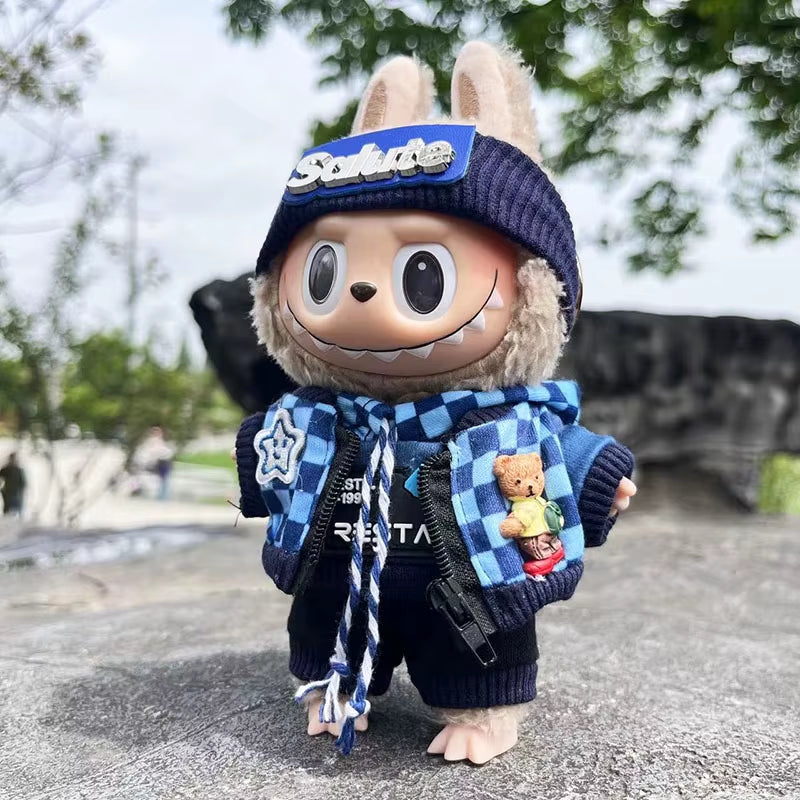 17cm Labubu Doll Fashion Set: Street Trend Style Outfit with Accessories for Mini DIY Dolls
