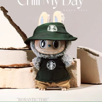 17cm Labubu V1/V2/V3 Fashionable Workwear Set with Coffee-Themed Doll Clothing, Accessories, and Shoes