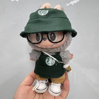 17cm Labubu V1/V2/V3 Fashionable Workwear Set with Coffee-Themed Doll Clothing, Accessories, and Shoes