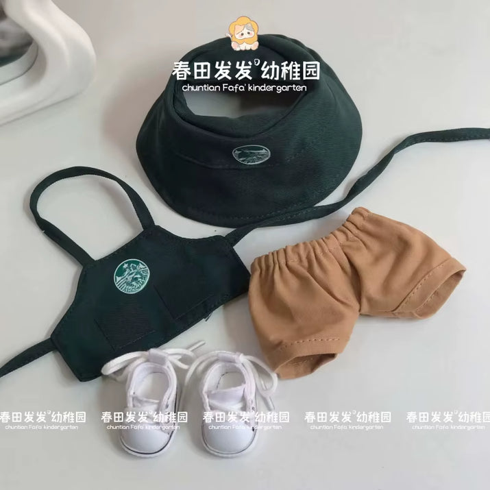 17cm Labubu V1/V2/V3 Fashionable Workwear Set with Coffee-Themed Doll Clothing, Accessories, and Shoes